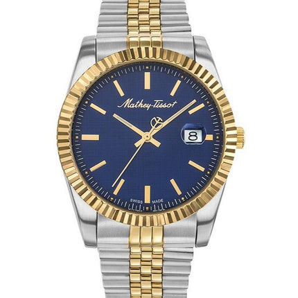 Orologio da uomo Mathey-Tissot Mathy III bicolore in acciaio inossidabile quadrante blu al quarzo H810BBU