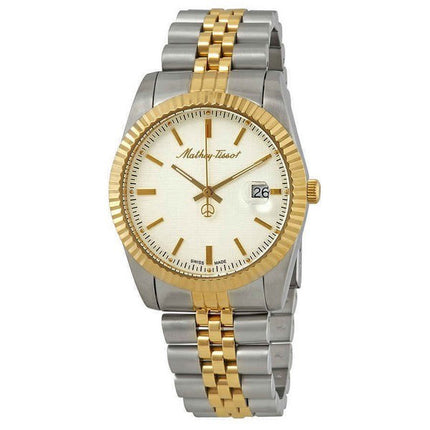 Orologio da uomo Mathey-Tissot Mathy III bicolore in acciaio inossidabile con quadrante bianco al quarzo H810BI