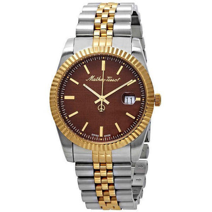 Orologio da uomo Mathey-Tissot Rolly III bicolore in acciaio inossidabile con quadrante marrone al quarzo H810BM