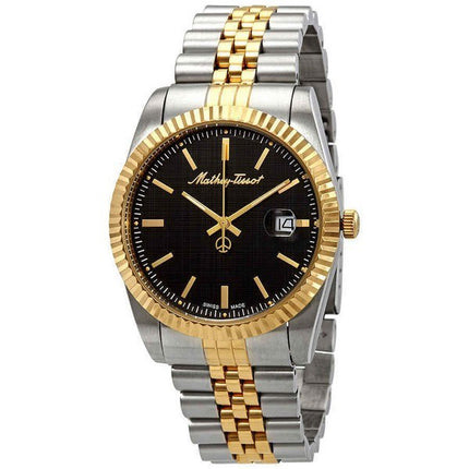 Orologio da uomo Mathey-Tissot Mathy III bicolore in acciaio inossidabile con quadrante nero al quarzo H810BN