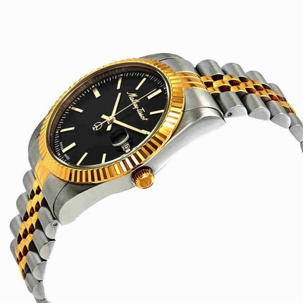 Orologio da uomo Mathey-Tissot Mathy III bicolore in acciaio inossidabile con quadrante nero al quarzo H810BN