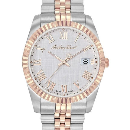Orologio da uomo Mathey-Tissot Mathy III Roman Two-Tone in acciaio inossidabile con quadrante bianco al quarzo H810BRA