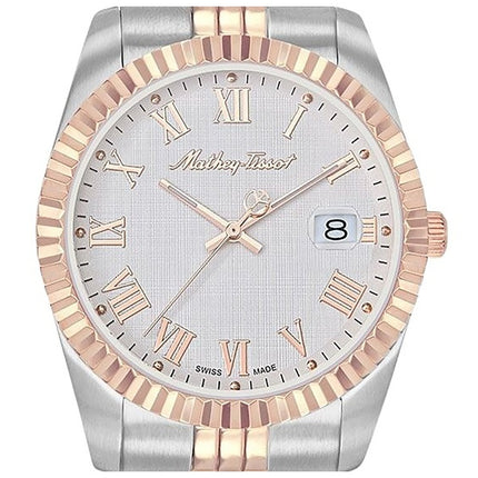 Orologio da uomo Mathey-Tissot Mathy III Roman Two-Tone in acciaio inossidabile con quadrante bianco al quarzo H810BRA