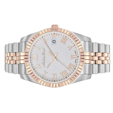 Orologio da uomo Mathey-Tissot Mathy III Roman Two-Tone in acciaio inossidabile con quadrante bianco al quarzo H810BRA