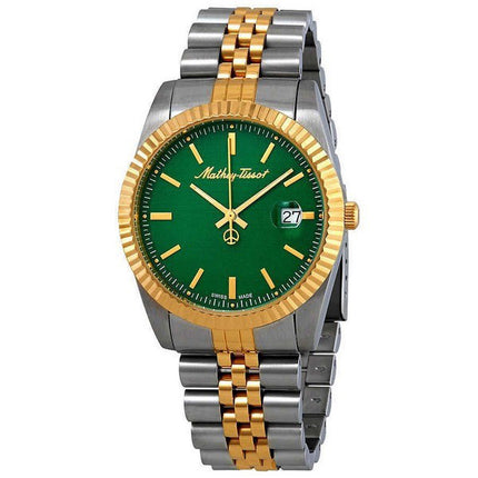 Orologio da uomo Mathey-Tissot Mathy III bicolore in acciaio inossidabile con quadrante verde al quarzo H810BV