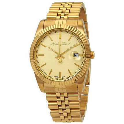 Orologio da uomo Mathey-Tissot Mathy III tono oro in acciaio inossidabile quadrante dorato al quarzo H810PDI