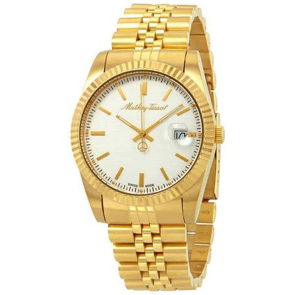 Orologio da uomo Mathey-Tissot Mathy III tono oro in acciaio inossidabile quadrante bianco al quarzo H810PI