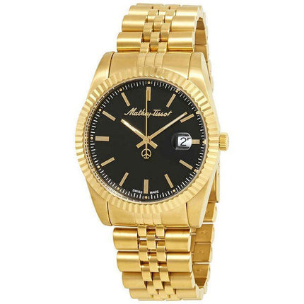 Orologio da uomo Mathey-Tissot Mathy III tono oro in acciaio inossidabile quadrante nero al quarzo H810PN