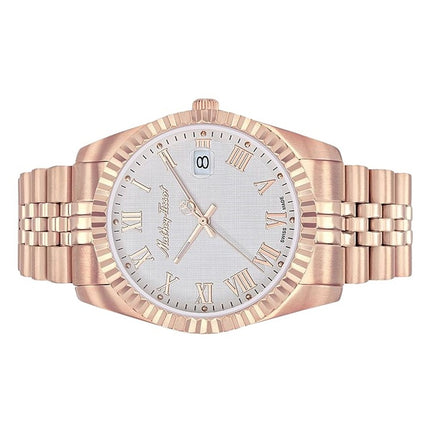 Orologio da uomo Mathey-Tissot Mathy III Roman in oro rosa con quadrante bianco in acciaio inossidabile al quarzo H810PRA