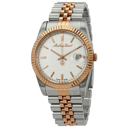 Orologio da uomo Mathey-Tissot Mathy III bicolore in acciaio inossidabile con quadrante bianco al quarzo H810RA