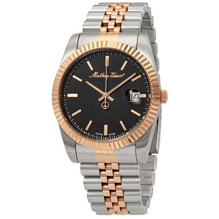 Orologio da uomo Mathey-Tissot Mathy III bicolore in acciaio inossidabile con quadrante nero al quarzo H810RN