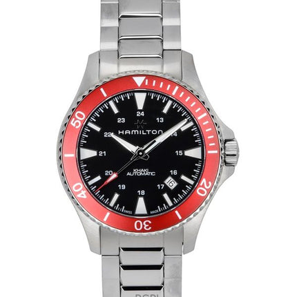 Orologio da uomo Hamilton Khaki Navy Scuba in acciaio inossidabile con quadrante nero automatico H82405130 100M