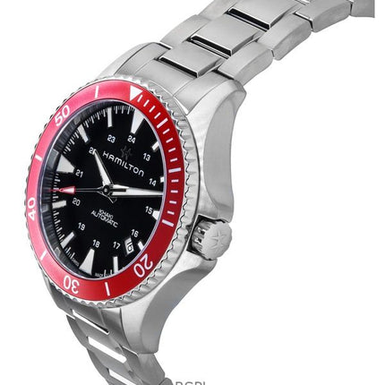 Orologio da uomo Hamilton Khaki Navy Scuba in acciaio inossidabile con quadrante nero automatico H82405130 100M