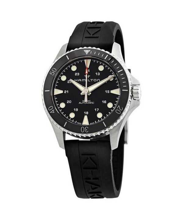 Orologio da uomo Hamilton Khaki Navy Scuba cinturino in caucciù quadrante nero automatico H82515330 300M