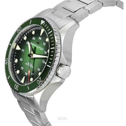 Orologio da uomo Hamilton Khaki Navy Scuba in acciaio inossidabile con quadrante verde automatico subacqueo H82525160 300M