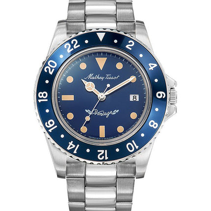 Orologio da uomo Mathey-Tissot vintage in acciaio inossidabile con quadrante blu al quarzo H900ABU