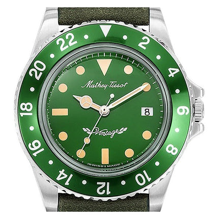 Mathey-Tissot Mathy Vintage cinturino in pelle quadrante verde orologio al quarzo H900ALV da uomo