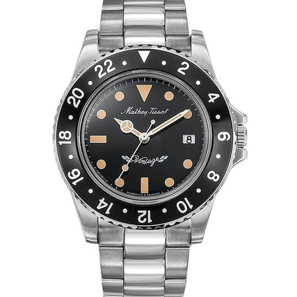 Orologio da uomo Mathey-Tissot Mathy Vintage in acciaio inossidabile con quadrante nero al quarzo H900AN