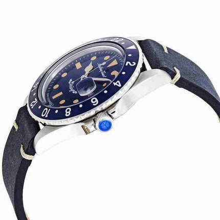 Orologio da uomo Mathey-Tissot Mathy vintage con cinturino in pelle automatico quadrante blu H900ATLBU 100M