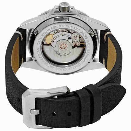 Orologio da uomo Mathey-Tissot Mathy vintage con cinturino in pelle automatico quadrante nero H900ATLN 100M