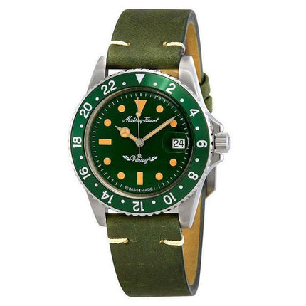 Orologio da uomo Mathey-Tissot Mathy vintage con cinturino in pelle automatico quadrante verde H900ATLV