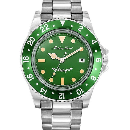 Orologio da uomo Mathey-Tissot Mathy Vintage in acciaio inossidabile con quadrante verde al quarzo H900AV