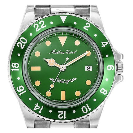 Orologio da uomo Mathey-Tissot Mathy Vintage in acciaio inossidabile con quadrante verde al quarzo H900AV