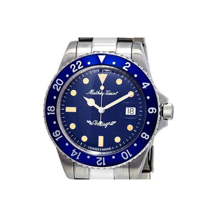 Orologio da uomo Mathey-Tissot Mathy vintage automatico in acciaio inossidabile quadrante blu H901ATBU 100M