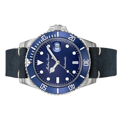 Orologio da uomo Mathey-Tissot Mathy vintage con cinturino in vera pelle quadrante blu automatico H901ATLBU 100M
