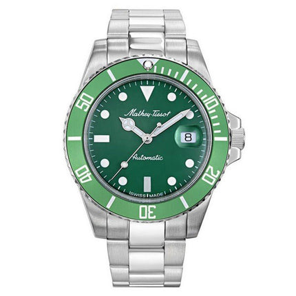 Orologio da uomo Mathey-Tissot Mathy vintage automatico in acciaio inossidabile quadrante verde H901ATV 100M