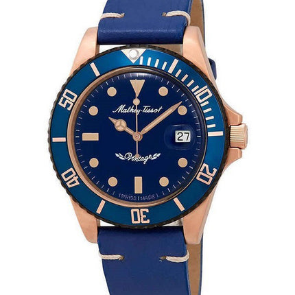 Orologio da uomo Mathey-Tissot Mathy vintage bronzo automatico cinturino in pelle quadrante blu H901BZBU
