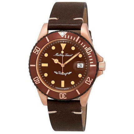 Orologio da uomo Mathey-Tissot Mathy vintage in bronzo automatico con cinturino in pelle quadrante marrone H901BZM