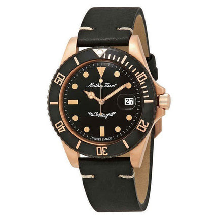 Orologio da uomo Mathey-Tissot Mathy vintage bronzo automatico cinturino in pelle quadrante nero H901BZN