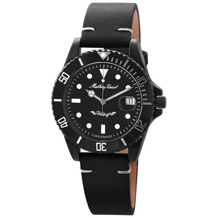 Orologio da uomo Mathey-Tissot Mathy vintage con cinturino in pelle automatico quadrante nero H901BZNB 100M