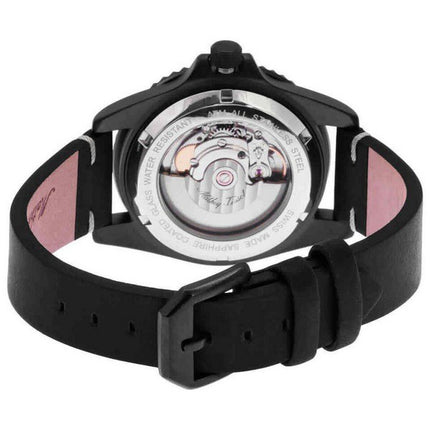 Orologio da uomo Mathey-Tissot Mathy vintage con cinturino in pelle automatico quadrante nero H901BZNB 100M