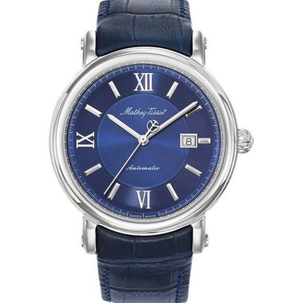 Orologio da uomo Mathey-Tissot Renaissance con cinturino in vera pelle quadrante blu automatico H9030ABU