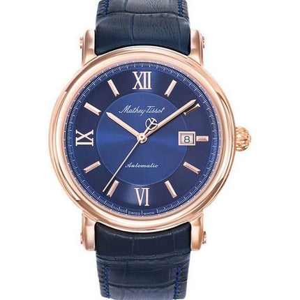 Orologio da uomo Mathey-Tissot Renaissance con cinturino in vera pelle quadrante blu automatico H9030PBU