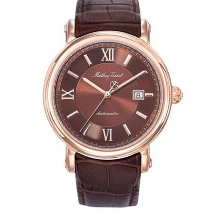 Orologio da uomo automatico H9030PM con cinturino in vera pelle Mathey-Tissot Renaissance con quadrante marrone