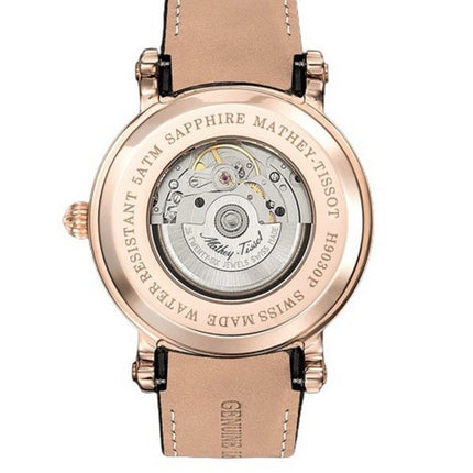 Orologio da uomo automatico H9030PM con cinturino in vera pelle Mathey-Tissot Renaissance con quadrante marrone