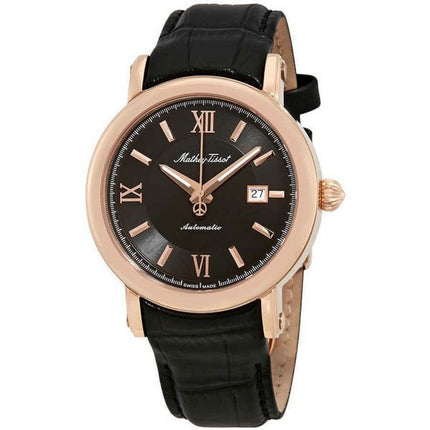 Orologio da uomo automatico H9030PN con cinturino in vera pelle Mathey-Tissot Renaissance con quadrante nero
