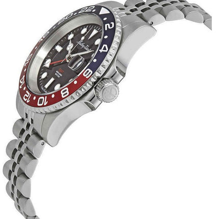 Orologio da uomo Mathey-Tissot vintage GMT in acciaio inossidabile quadrante nero al quarzo H903AR 100M