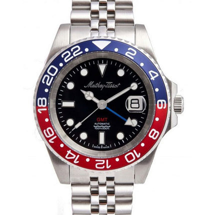 Orologio da uomo Mathey-Tissot GMT in acciaio inossidabile quadrante nero automatico H903ATAR 100M