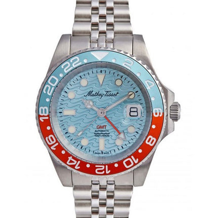 Orologio da uomo Mathey-Tissot GMT in acciaio inossidabile quadrante blu automatico H903ATBO 100M