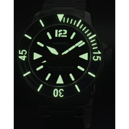 Orologio da uomo Hemel Hydrodurance nero e blu con castone automatico HD1BB 300M da uomo