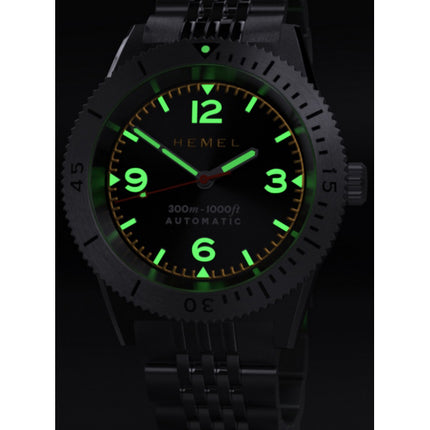 Hemel Sea Dart Black Sunburst con quadrante Super-LumiNova Automatic Diver's HD3GT 300M Orologio da uomo