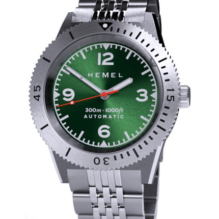 Orologio da uomo Hemel Sea Dart Green Sunburst con quadrante Super-LumiNova Automatic Diver's HD3JUN 300M da uomo