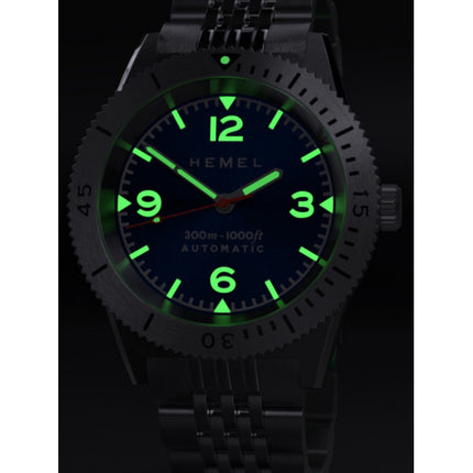 Hemel Sea Dart Navy Blue Sunburst con quadrante Super-LumiNova Orologio da uomo automatico HD3NA 300M da uomo