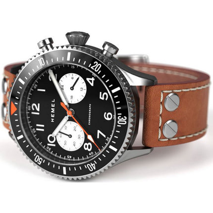 Hemel Reverse Panda Chronograph Lunetta in ceramica nera con orologio da uomo Super-LumiNova C3 quadrante al quarzo HF12 100M