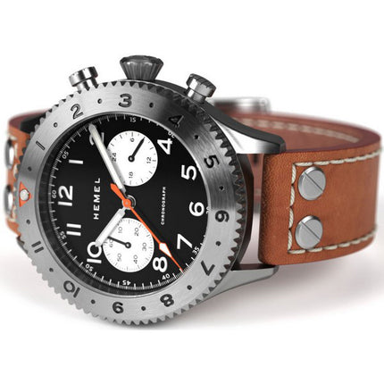 Hemel Reverse Panda Chronograph Lunetta in ceramica nera opaca con orologio da uomo Super-LumiNova C3 quadrante al quarzo HF13 1