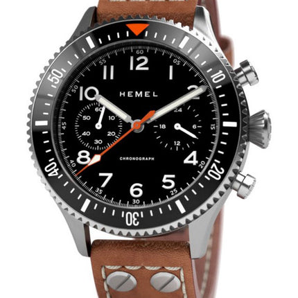 Orologio da uomo Hemel HFT20 cronografo con lunetta in ceramica nero opaco quadrante Super-LumiNova al quarzo HF3 100M da uomo